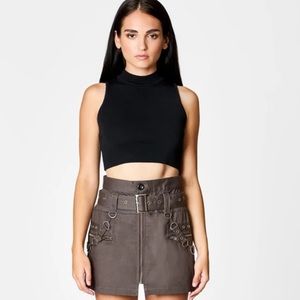 NWT Carmar LA belted zip skirt w grommets and suspenders